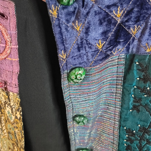 Vintage Sandy Starkman Boho Chic Jacket Abstract Patchwork Design Mixed Fabrics - Picture 4 of 12